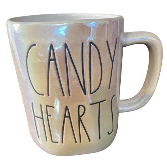 Rae Dunn Iridescent "Candy Hearts" Mug Valentines Day Coffee Tea Cup  RARE Colle - Picture 1 of 7
